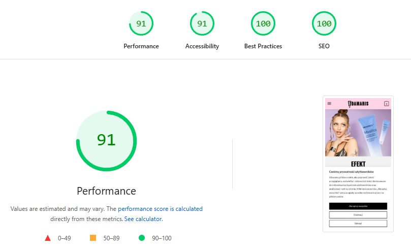Edamaris - Google PageSpeed 90+