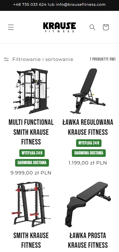 Krause Fitness - widok mobilny