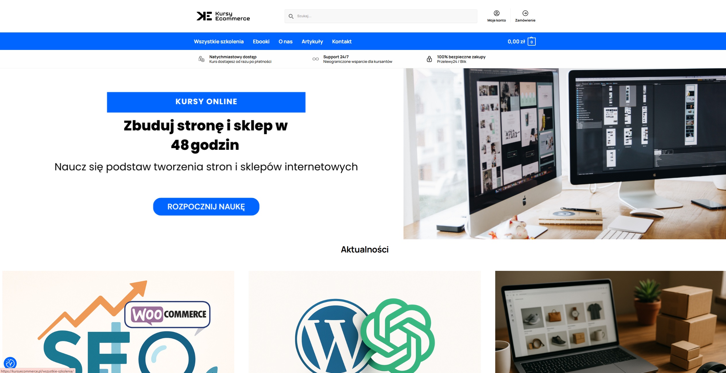 Kursy Ecommerce - strona główna desktop