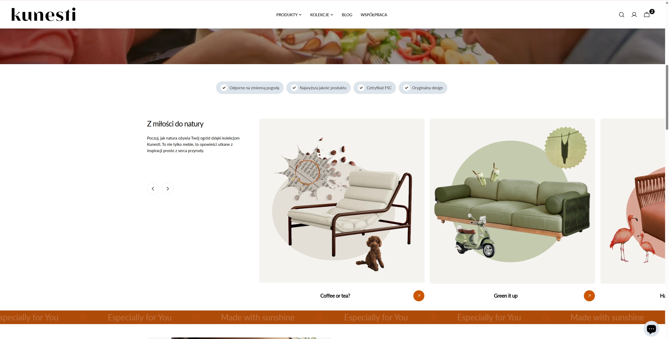 Kunesti - strona główna sklepu Shopify